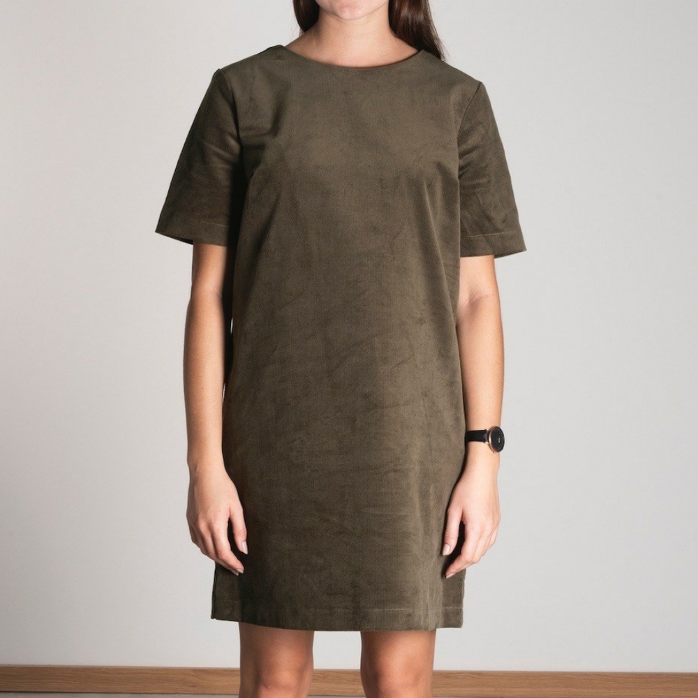 ETHICAL NWT Jan N June Kaito T Shirt Dress Olive Corduroy